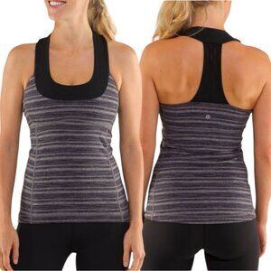 Lululemon Scoop Neck Tank Size 8 Black Stripes Galore / Black